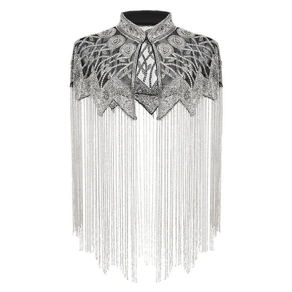 1920s Flapper Dresses for Women Fringed Shawl Wraps Sequin Beaded